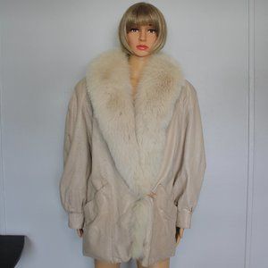 #379 Leather/fox fur coat